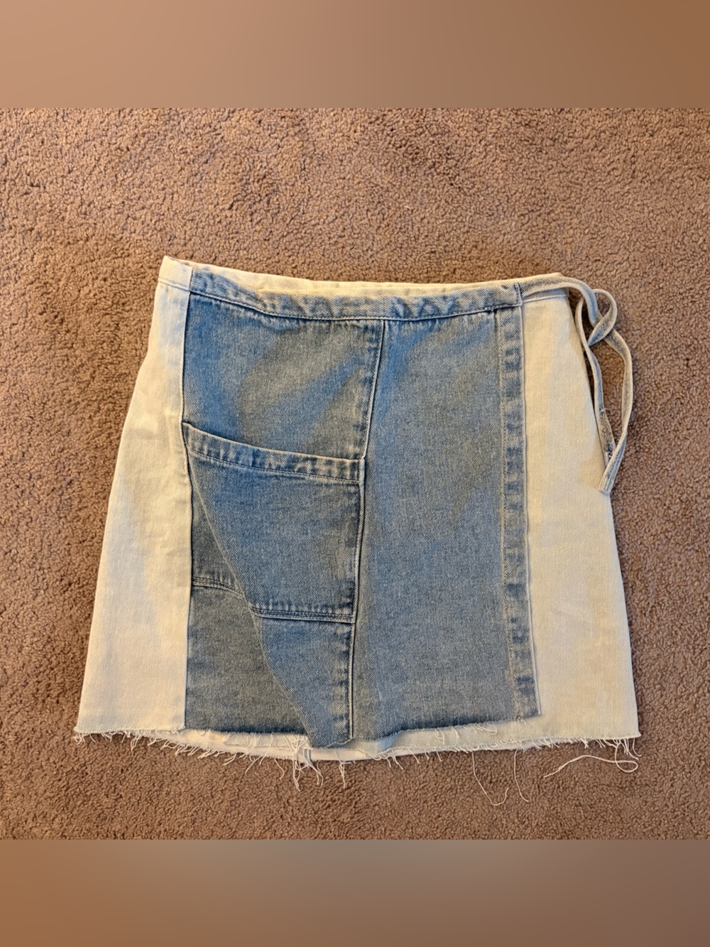 PacSun Two-Tone Denim Wrap Patch Skirt